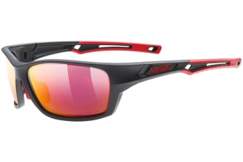 Solbriller uvex sportstyle 232 P Black Mat / Red S3 Polarized Rektangulær Sort