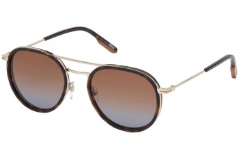 Okulary przeciwsłoneczne Zegna EZ0127 56F Okrągłe Havana