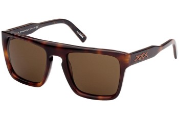 Okulary przeciwsłoneczne Zegna EZ0157 52J Kwadratowe Havana