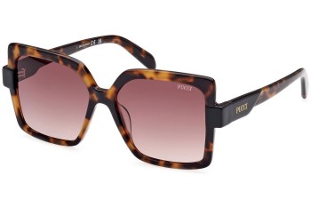 Okulary przeciwsłoneczne Emilio Pucci EP0194 52F Kwadratowe Havana