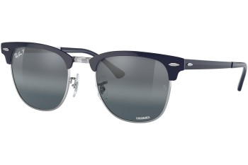 Okulary przeciwsłoneczne Ray-Ban Clubmaster Metal Chromance Collection RB3716 9254G6 Polarized Browline Srebrne