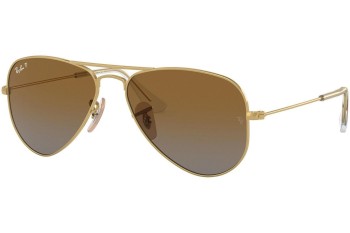 Okulary przeciwsłoneczne Ray-Ban Junior Aviator Junior RJ9506S 223/T5 Polarized Pilotki (Aviator) Złote