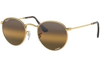 Aurinkolasit Ray-Ban Round Metal RB3447 001/G5 Polarized Pyöreä Kulta