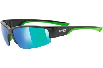 Solbriller uvex sportstyle 215 Matte Black / Green S3 Rektangulær Sort