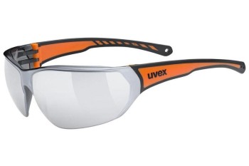 Okulary przeciwsłoneczne uvex sportstyle 204 Black / Orange S3 Prostokątne Czarne