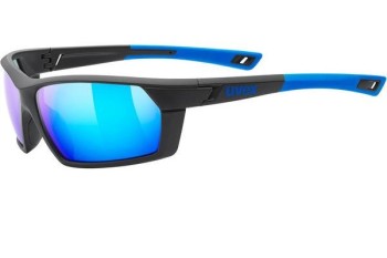 Ochelari de soare uvex sportstyle 225 Black / Blue Mat S3 Dreptunghiulari Negri