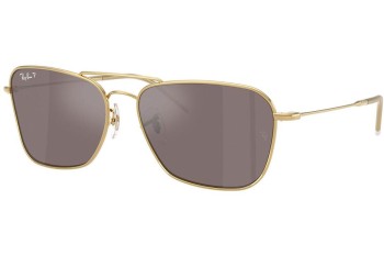 Okulary przeciwsłoneczne Ray-Ban Caravan Reverse RBR0102S 001/LB Polarized Prostokątne Złote