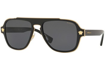 Okulary przeciwsłoneczne Versace Medusa Retro Charm VE2199 100281 Polarized Pilotki (Aviator) Czarne