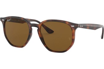 Okulary przeciwsłoneczne Ray-Ban RB4306F 710/83 Polarized Prostokątne Havana