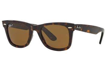 Okulary przeciwsłoneczne Ray-Ban Wayfarer Classic RB2140 902/57 Polarized Kwadratowe Havana