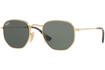 Okulary przeciwsłoneczne Ray-Ban Hexagonal Flat Lenses RB3548N 001 Okrągłe Złote