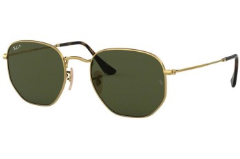 Okulary przeciwsłoneczne Ray-Ban Hexagonal RB3548N 001/58 Polarized Okrągłe Złote