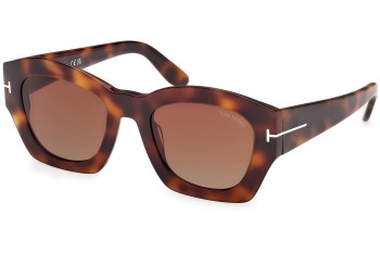 Okulary przeciwsłoneczne Tom Ford Guilliana FT1083 53F Kwadratowe Havana