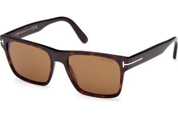 Okulary przeciwsłoneczne Tom Ford Calder FT1205 52E Kwadratowe Havana