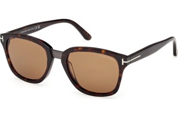 Okulary przeciwsłoneczne Tom Ford Graydon FT1213 52E Kwadratowe Havana