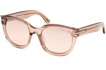 Okulary przeciwsłoneczne Tom Ford FT1114 45G Okrągłe Beżowe