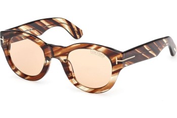 Okulary przeciwsłoneczne Tom Ford Lucinda FT1212 55E Okrągłe Havana