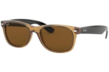 Okulary przeciwsłoneczne Ray-Ban New Wayfarer RB2132 945/57 Polarized Kwadratowe Brązowe