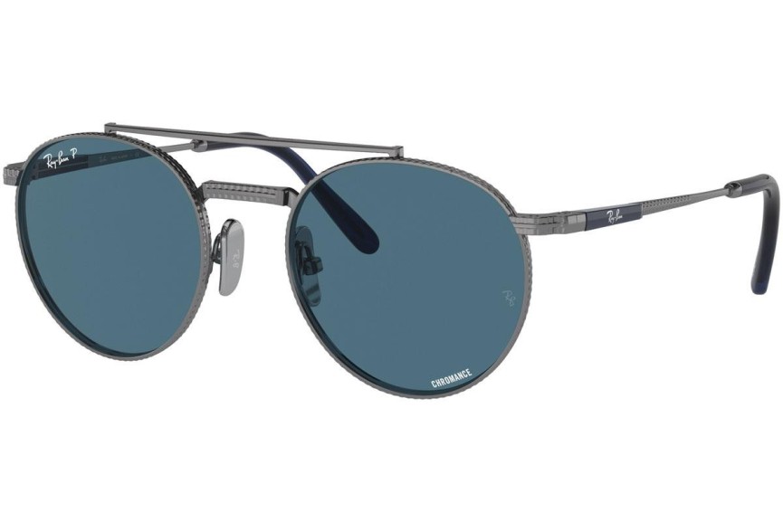 Okulary przeciwsłoneczne Ray-Ban Round II Titanium Chromance Collection RB8237 3142S2 Polarized Okrągłe Szare