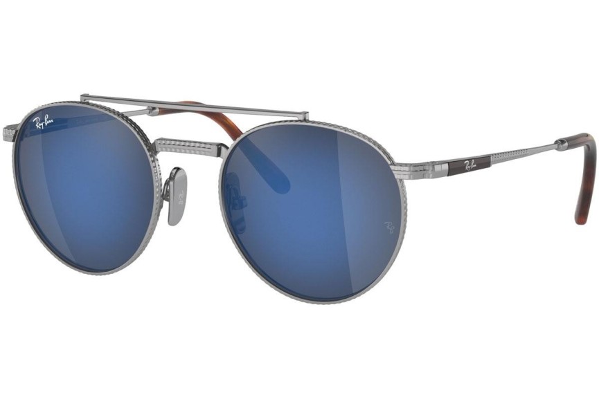 Okulary przeciwsłoneczne Ray-Ban Round II Titanium Titanium Collection RB8237 3139O4 Okrągłe Srebrne