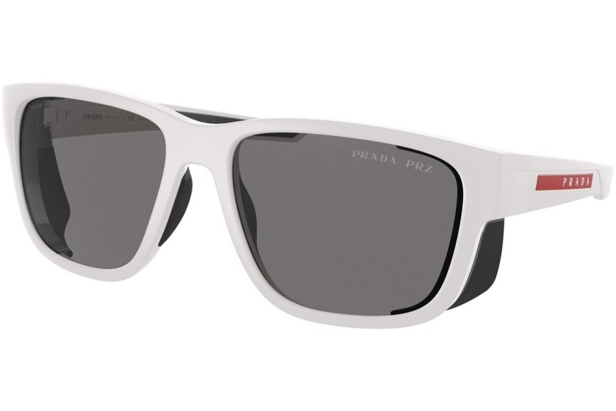 Okulary przeciwsłoneczne Prada Linea Rossa PS07WS TWK02G Polarized Kwadratowe Białe