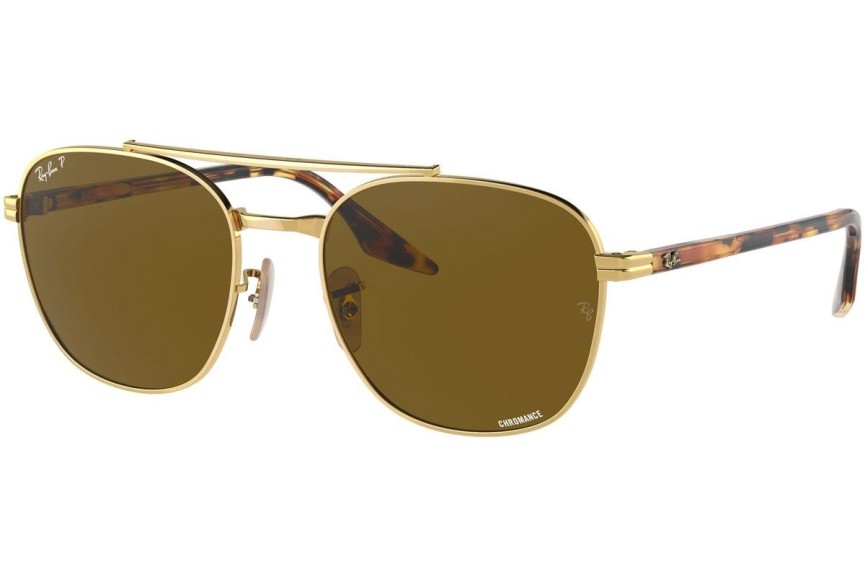 Okulary przeciwsłoneczne Ray-Ban Chromance Collection RB3688 001/AN Polarized Kwadratowe Złote