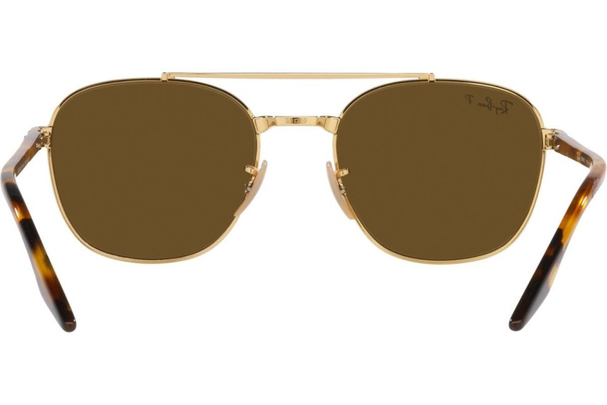 Okulary przeciwsłoneczne Ray-Ban Chromance Collection RB3688 001/AN Polarized Kwadratowe Złote