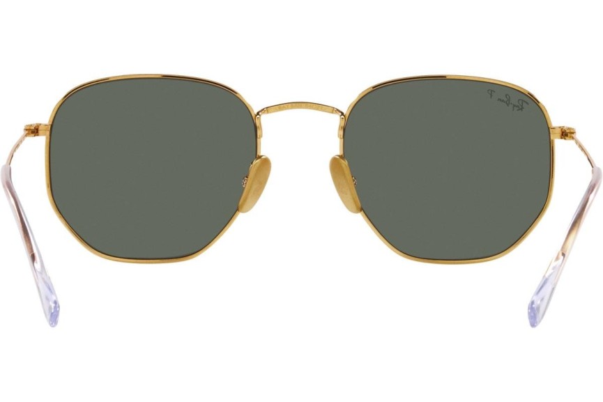 Okulary przeciwsłoneczne Ray-Ban Hexagonal Titanium Collection RB8148 921658 Polarized Okrągłe Złote