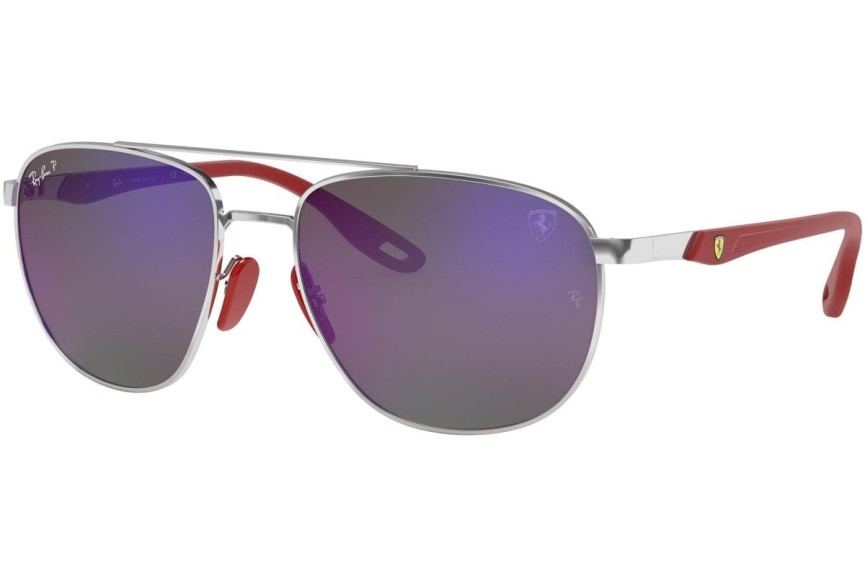 Okulary przeciwsłoneczne Ray-Ban Scuderia Ferrari Collection RB3659M F031H0 Polarized Pilotki (Aviator) Srebrne