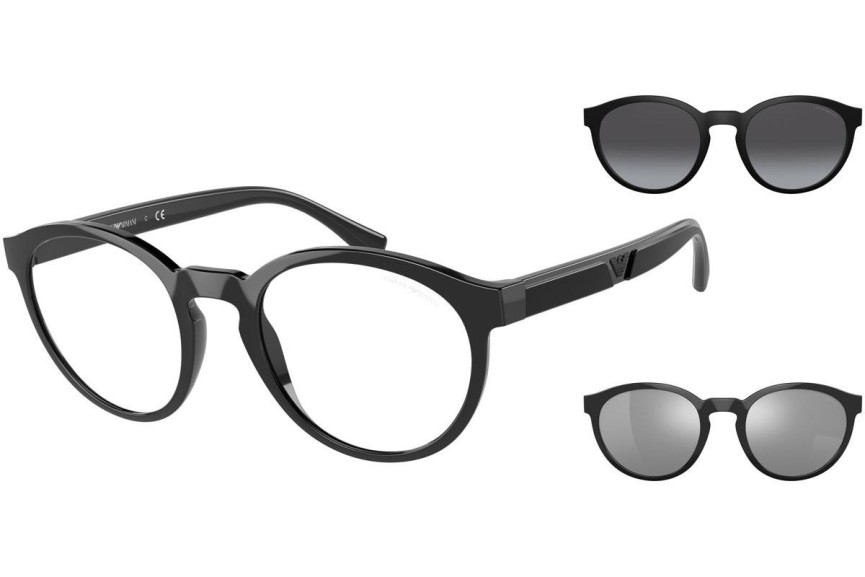 Okulary korekcyjne Emporio Armani EA4152 50171W Okrągłe Czarne