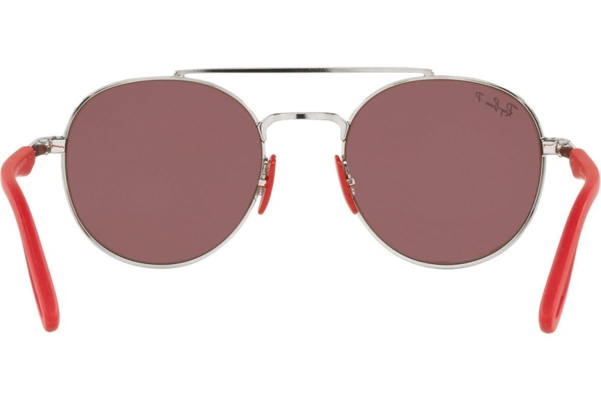 Okulary przeciwsłoneczne Ray-Ban Scuderia Ferrari Collection RB3696M F007H2 Polarized Okrągłe Srebrne