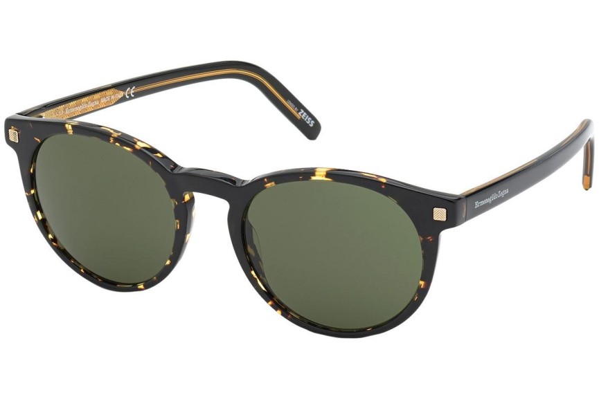 Okulary przeciwsłoneczne Zegna EZ0172 52N Okrągłe Havana