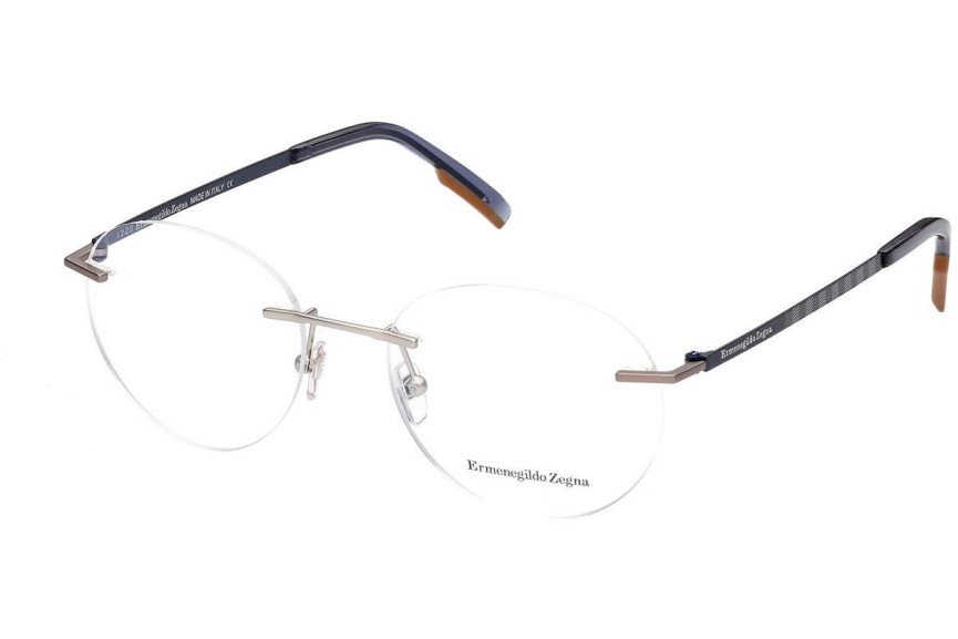 Okulary korekcyjne Zegna EZ5220 016 Okrągłe Srebrne