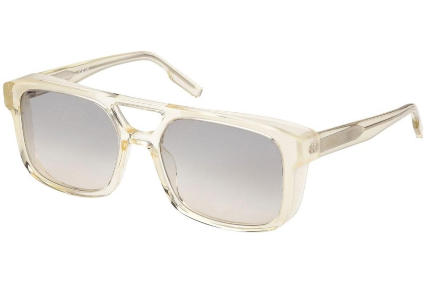 Okulary przeciwsłoneczne Zegna EZ0209 39B Kwadratowe Żółte
