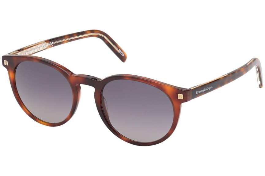 Okulary przeciwsłoneczne Zegna EZ0172 52B Okrągłe Havana