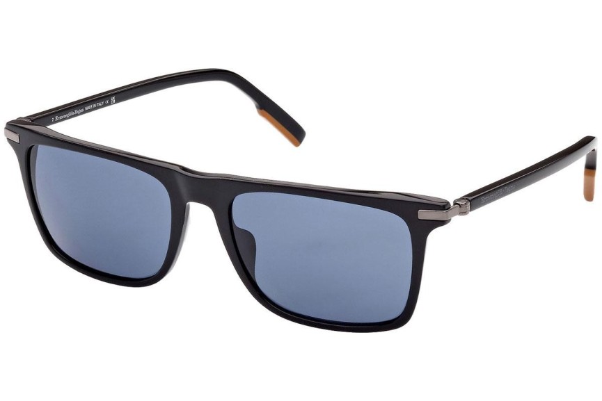 Okulary przeciwsłoneczne Zegna EZ0204 01V Kwadratowe Czarne