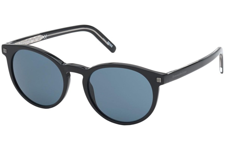 Okulary przeciwsłoneczne Zegna EZ0172 01V Okrągłe Czarne