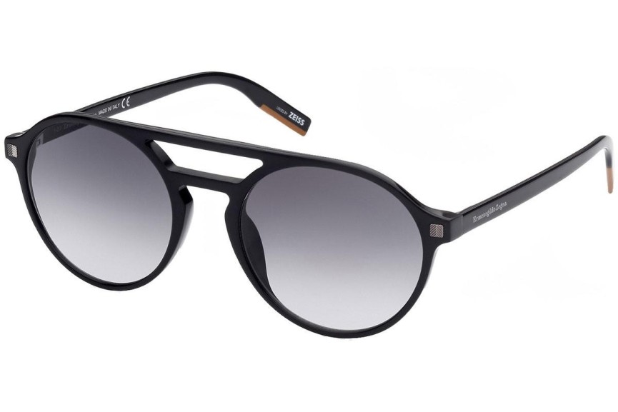 Okulary przeciwsłoneczne Zegna EZ0180 01B Okrągłe Czarne