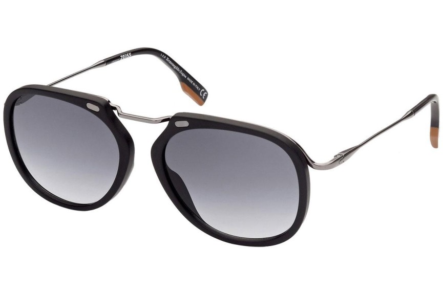 Okulary przeciwsłoneczne Zegna EZ0164 02B Pilotki (Aviator) Czarne