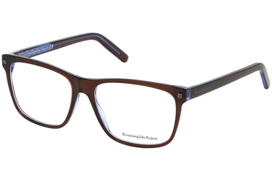 Okulary korekcyjne Zegna EZ5170 048 Kwadratowe Brązowe