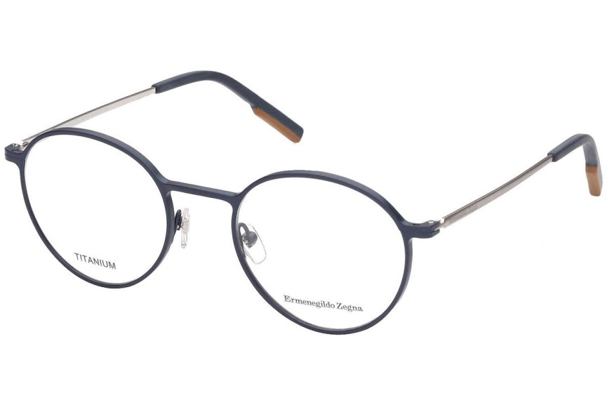 Okulary korekcyjne Zegna EZ5195 091 Okrągłe Niebieskie