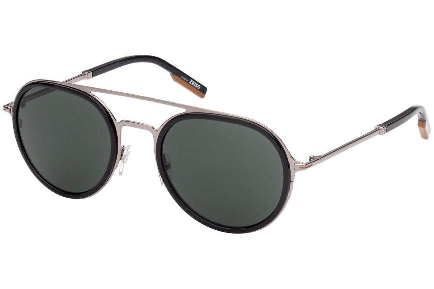 Okulary przeciwsłoneczne Zegna EZ0156 14N Okrągłe Czarne