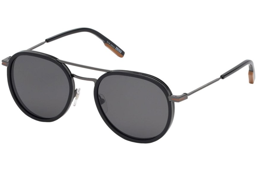 Okulary przeciwsłoneczne Zegna EZ0127 01D Polarized Okrągłe Czarne