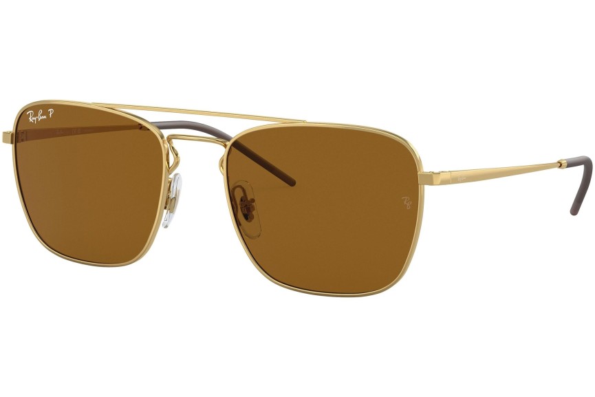 Okulary przeciwsłoneczne Ray-Ban RB3588 925083 Polarized Kwadratowe Złote