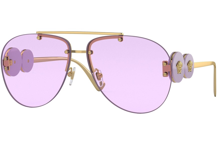 Okulary przeciwsłoneczne Versace Double Medusa Aviator VE2250 14871A Pilotki (Aviator) Złote