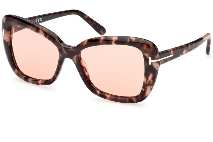 Okulary przeciwsłoneczne Tom Ford FT1008 55Y Kocie oczy Havana