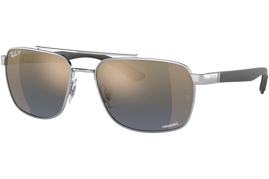 Okulary przeciwsłoneczne Ray-Ban Chromance Collection RB3701 003/J0 Polarized Prostokątne Srebrne