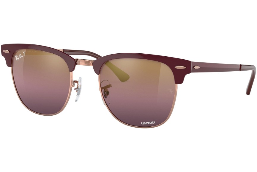 Okulary przeciwsłoneczne Ray-Ban Clubmaster Metal Chromance Collection RB3716 9253G9 Polarized Browline Czerwone