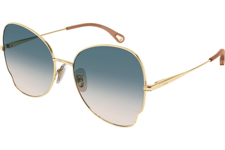 Okulary przeciwsłoneczne Chloe CH0094S 003 Kwadratowe Złote