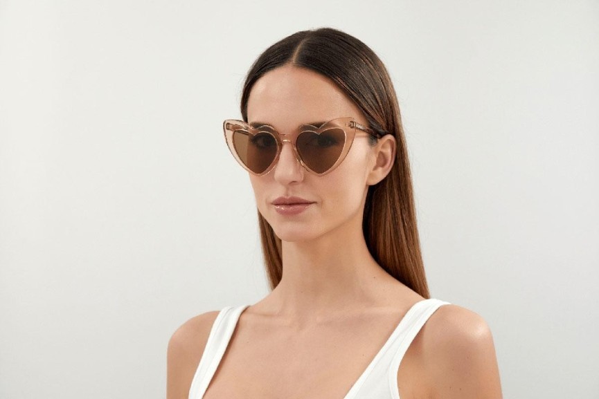 Okulary przeciwsłoneczne Saint Laurent SL181 LOULOU 020 Nieregularny Beżowe